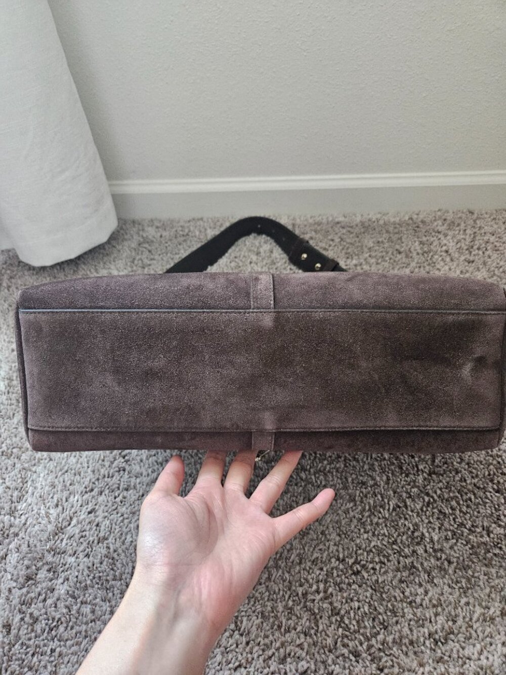 STRATHBERRY Kite Hobo Maxi Bag Suede Chocolate Brown - Picture 8 of 14